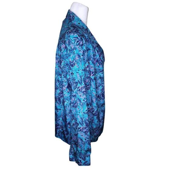 Vintage 80s Pykettes Button Up Secretary Blouse Womens Size 16 Blue - Picture 2 of 7